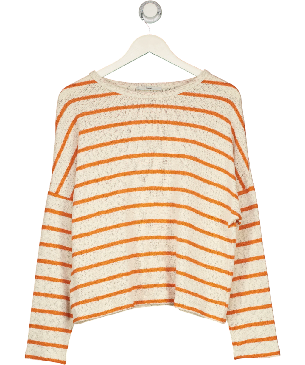 George Cream / Orange Striped Cotton Blend Sweater UK 12 — Front