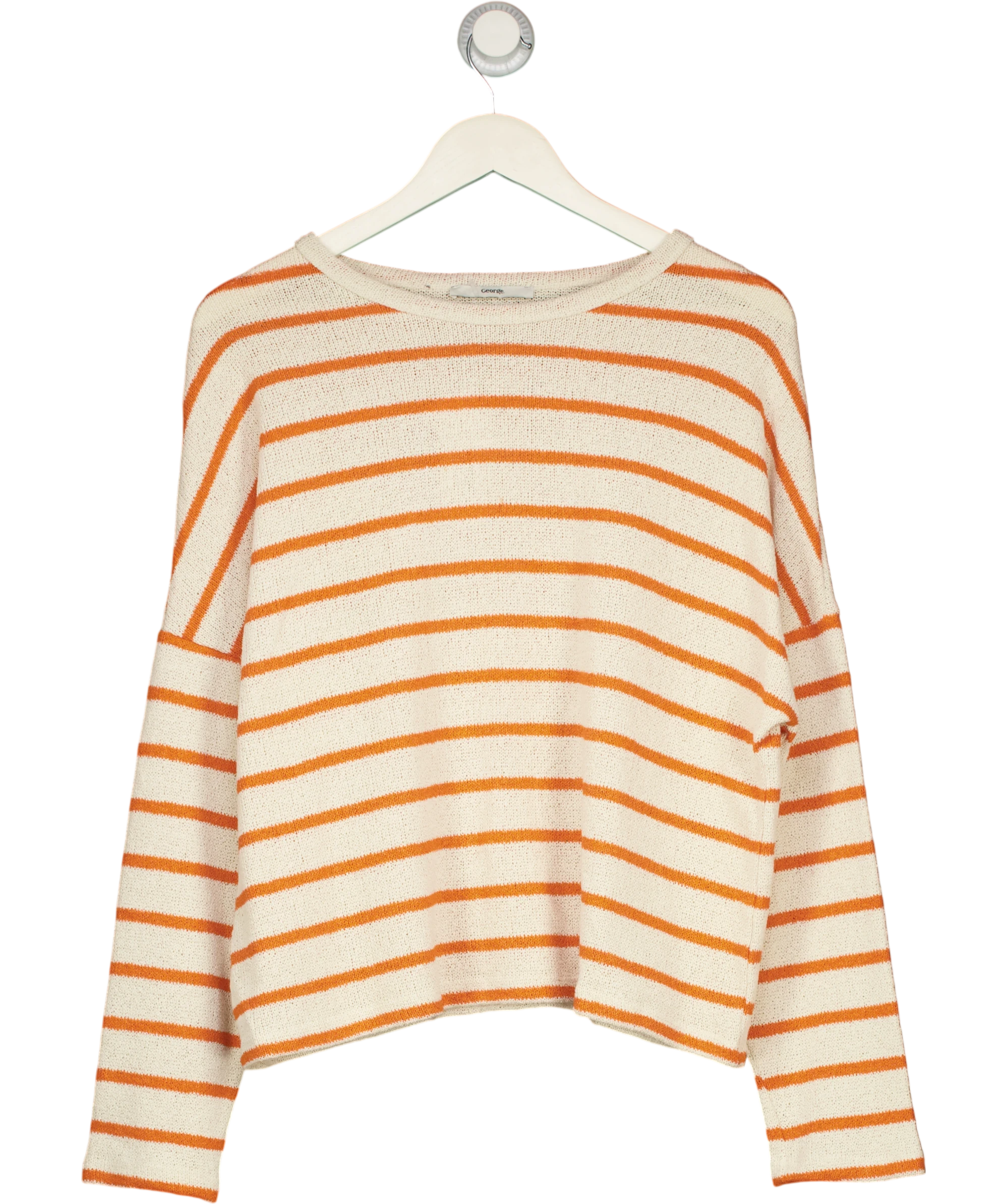 George Cream / Orange Striped Cotton Blend Sweater UK 12 — Front