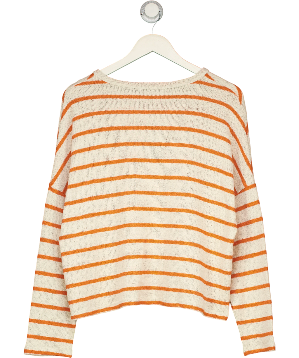 George Cream / Orange Striped Cotton Blend Sweater UK 12 — Back