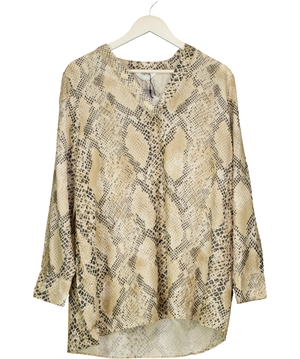 Primark Beige Snake Print Long Sleeve Blouse UK M