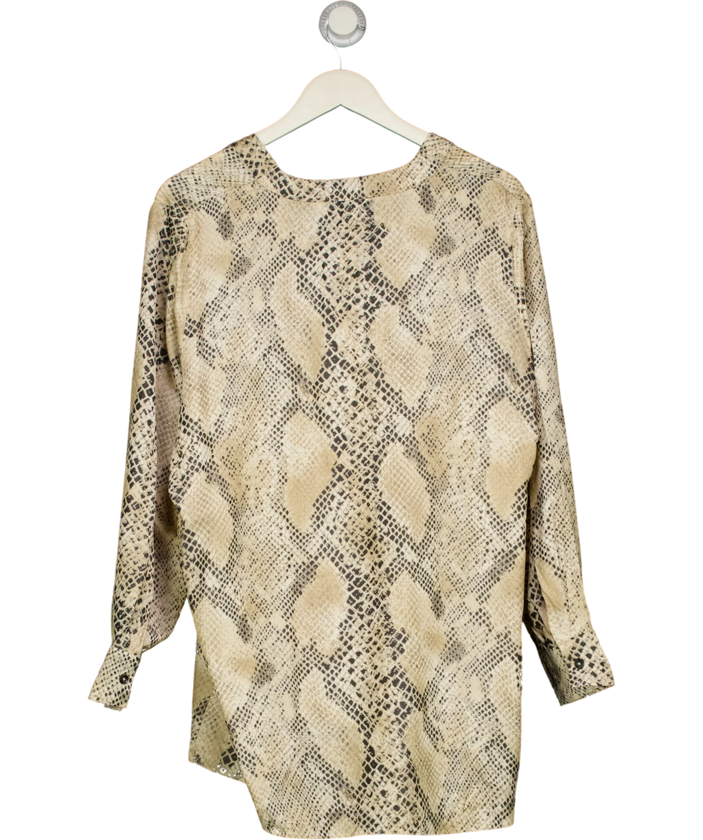 Primark Beige Snake Print Long Sleeve Blouse UK M — Back