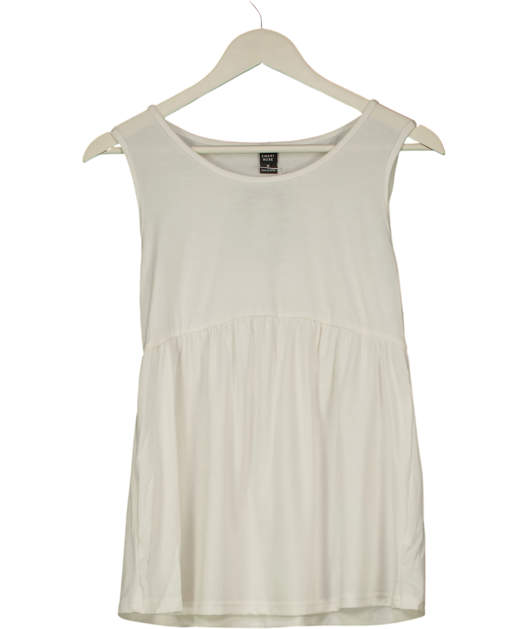 EMERY ROSE Cream Sleeveless Gathered Top UK M — Front