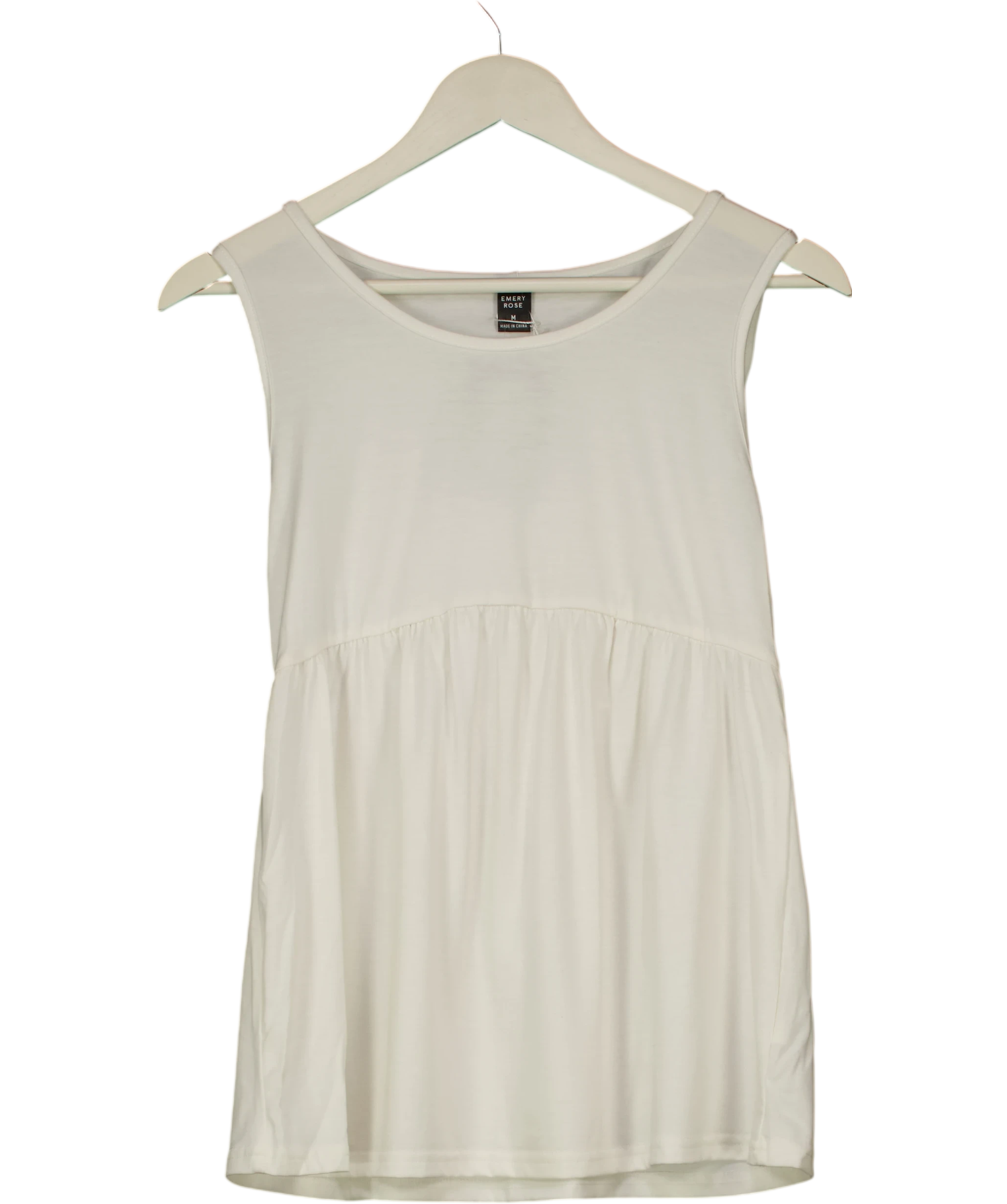 EMERY ROSE Cream Sleeveless Gathered Top UK M — Front