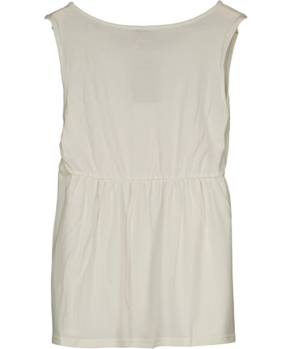 EMERY ROSE Cream Sleeveless Gathered Top UK M — Back