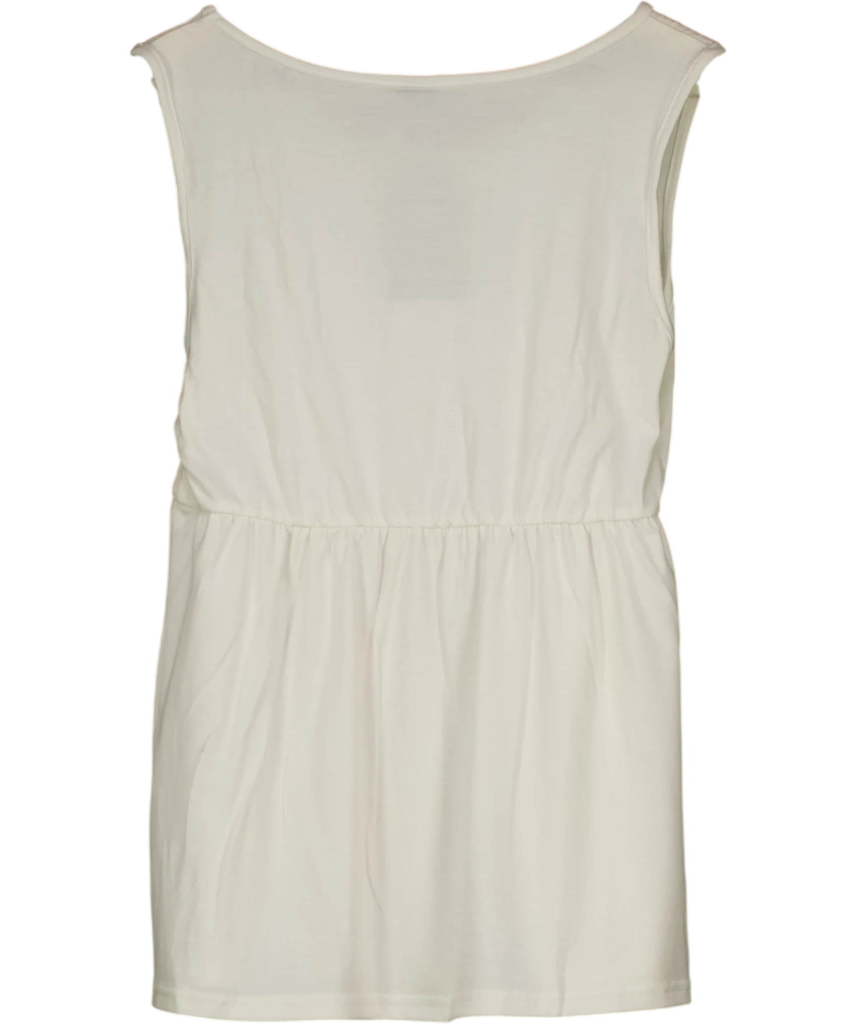 EMERY ROSE Cream Sleeveless Gathered Top UK M — Back