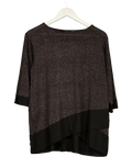 QUIZ Black Metallic Knit V Hem Top UK 12 — Front