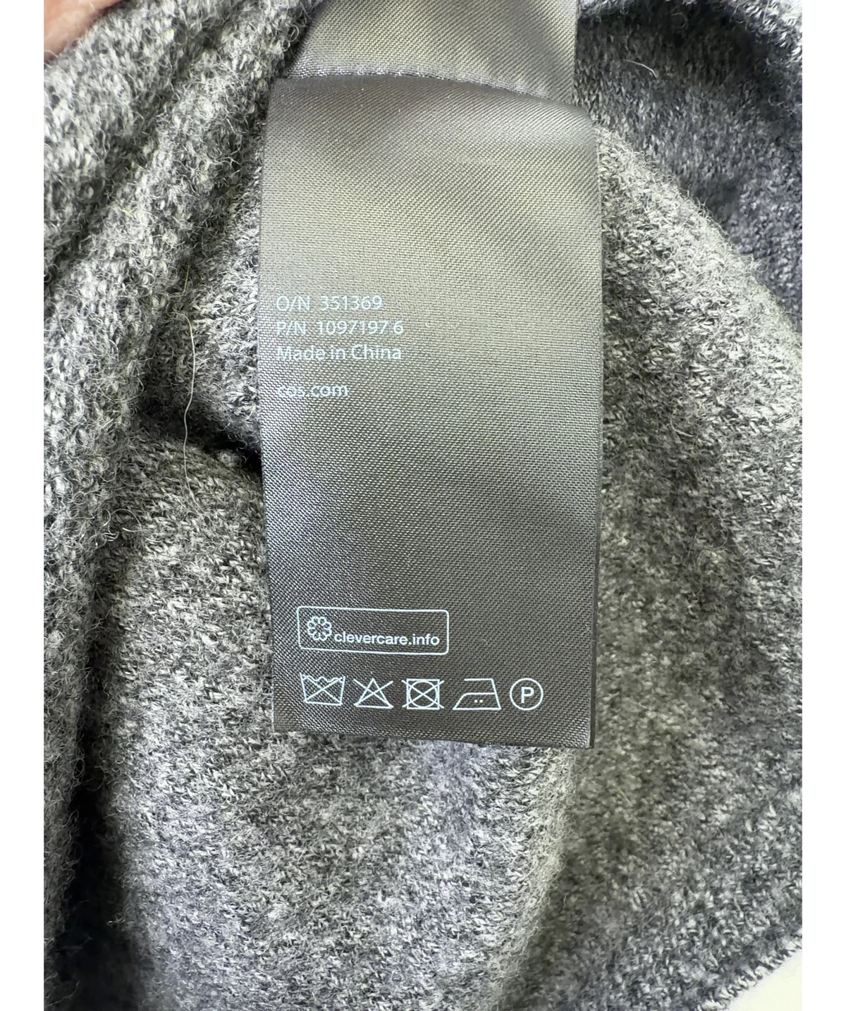 cos Grey Relaxed Fit Crew Neck Knit Jumper UK M — Materials