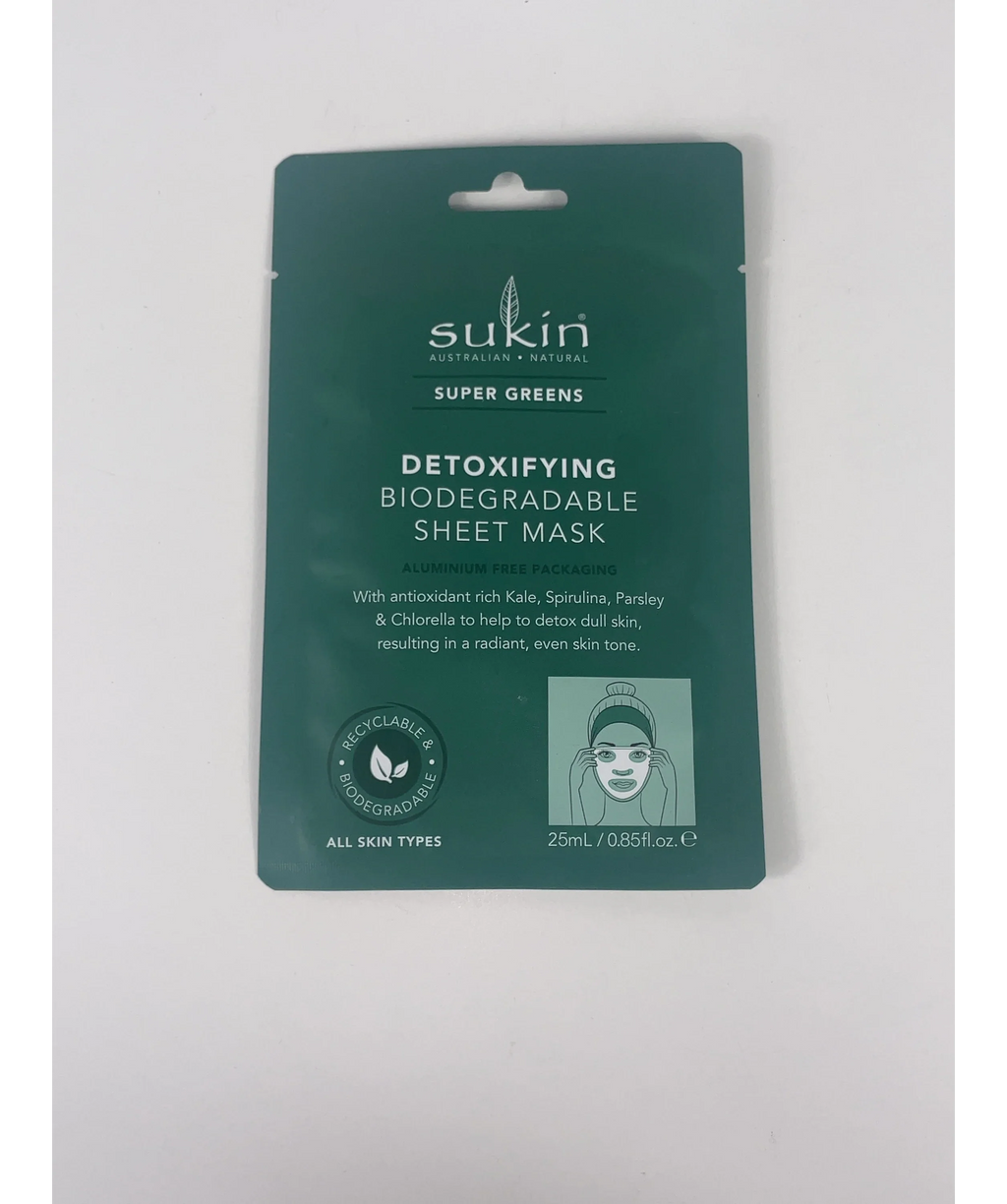 Sukin Universal Super Greens Detoxifying Biodegradable Sheet Mask Green, size 25ml — detail