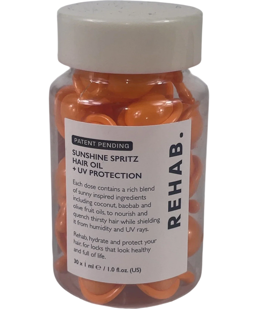 Rehab Sunshine Spritz Hair Oil + UV Protection Orange, size 30 x 1ml — front