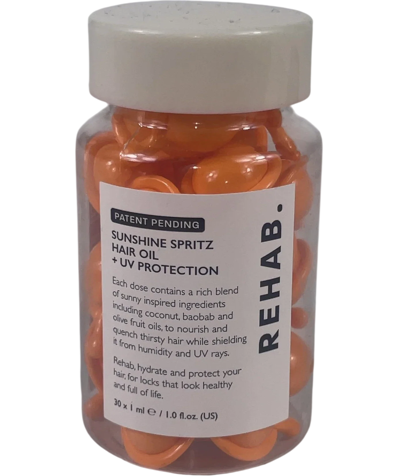 Rehab Sunshine Spritz Hair Oil + UV Protection Orange, size 30 x 1ml — front