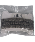 SILKI. Grey Set of 3 Luxury 100% Mulberry Silk Hair Scrunchies — front