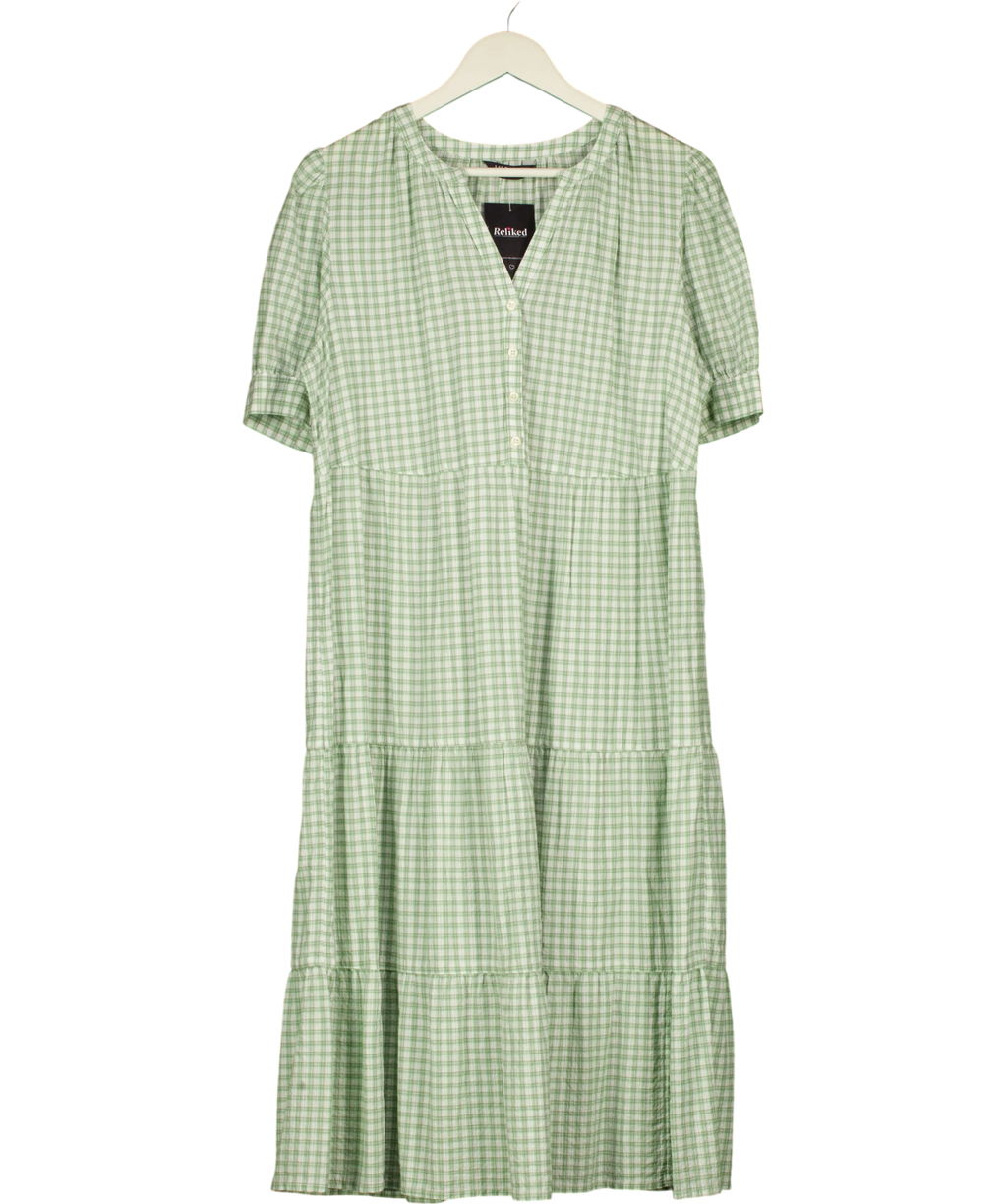 M&S Collection Green Check Tiered Dress  - Petite UK 16 — Front