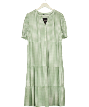 M&S Collection Green Check Tiered Dress  - Petite UK 16