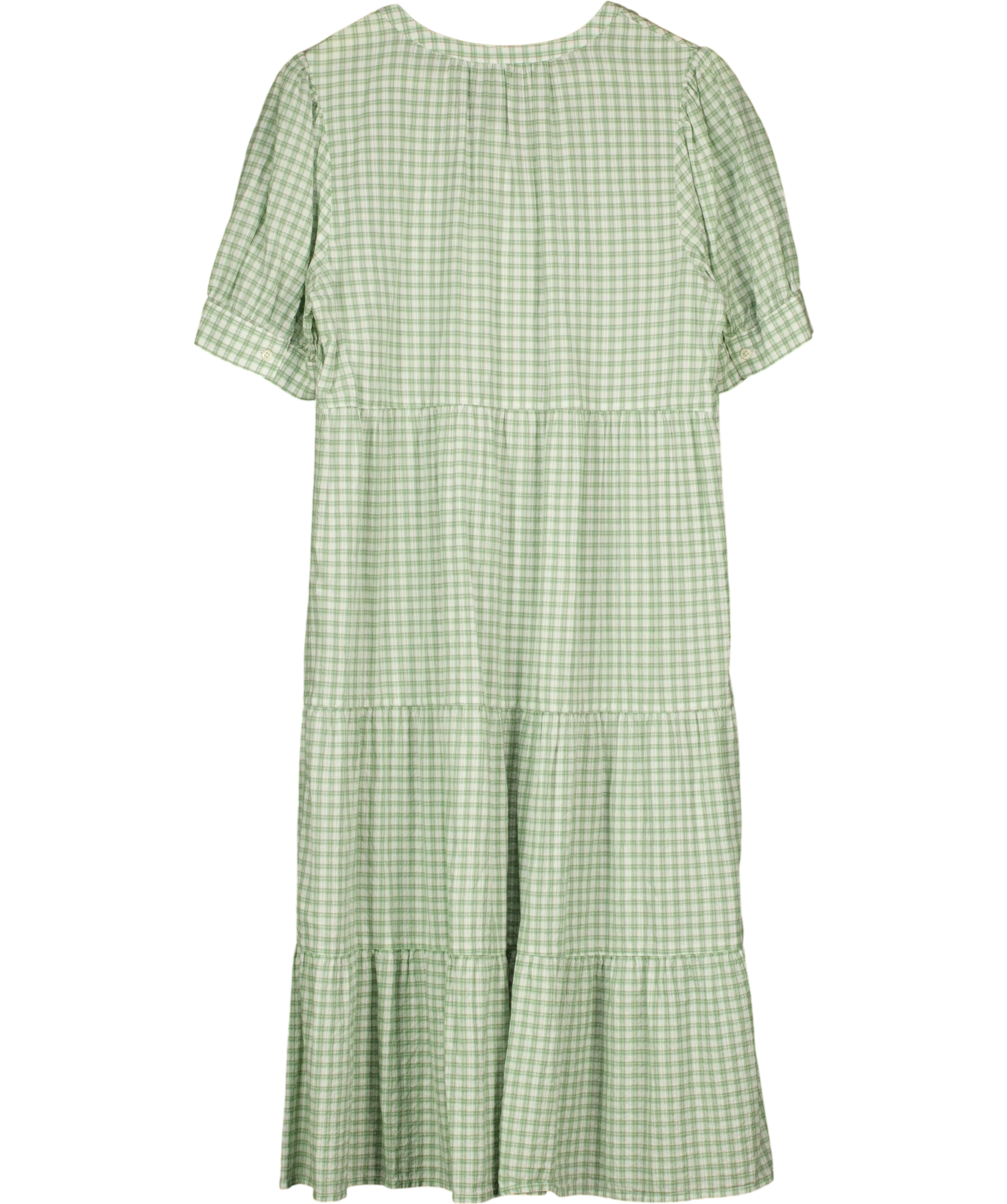 M&S Collection Green Check Tiered Dress  - Petite UK 16 — Back