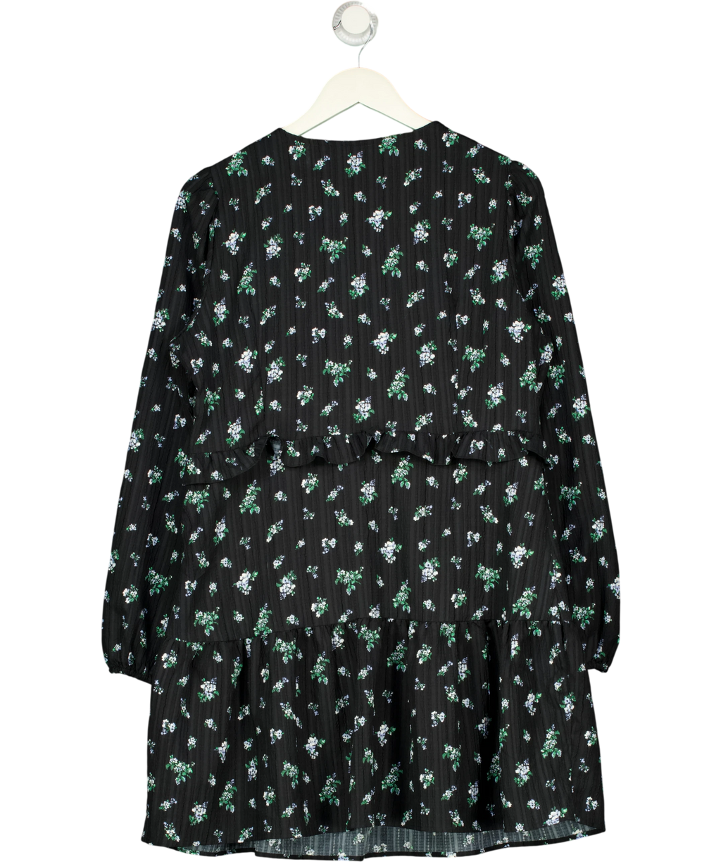 M&S Floral Ruffle Mini Waisted Dress Navy Blue UK 16 — Back