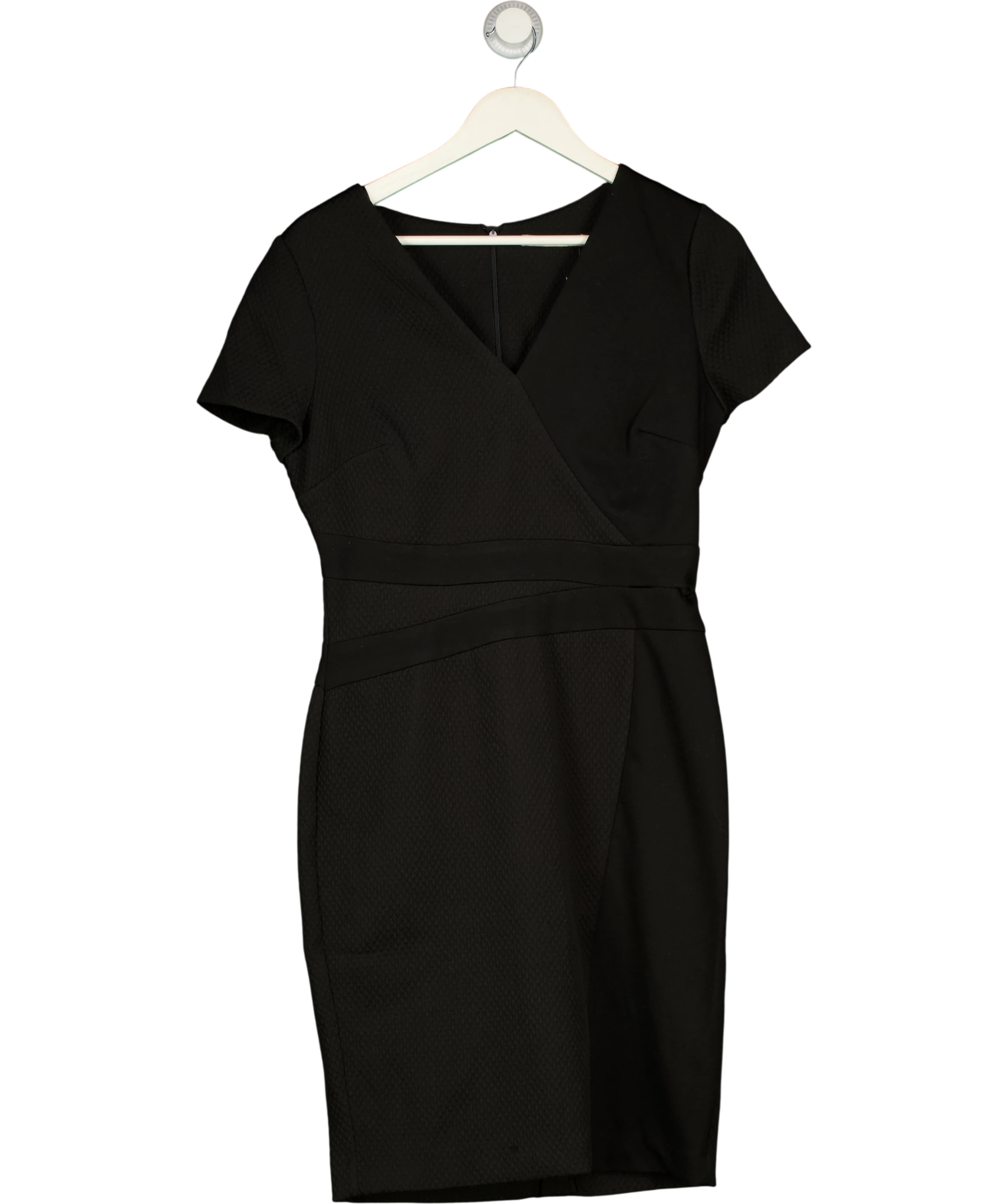 BEATRICE & GEORGE Black Quilted Detail Pencil Dress UK 12 — Front