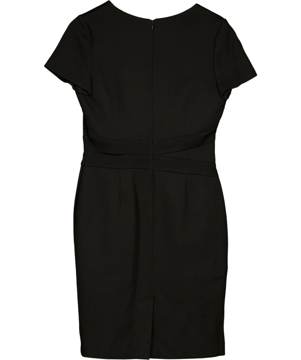 BEATRICE & GEORGE Black Quilted Detail Pencil Dress UK 12 — Back