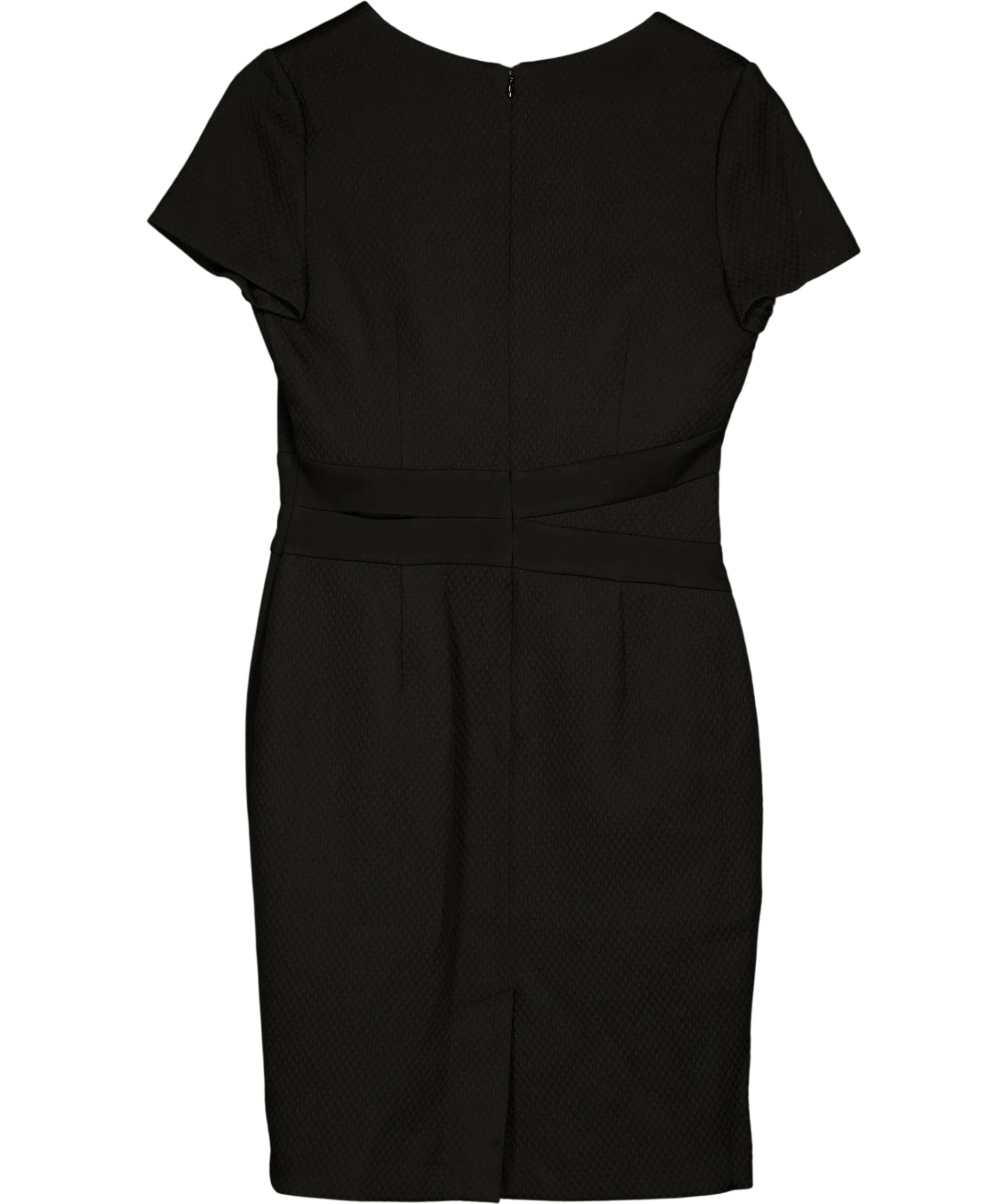 BEATRICE & GEORGE Black Quilted Detail Pencil Dress UK 12 — Back