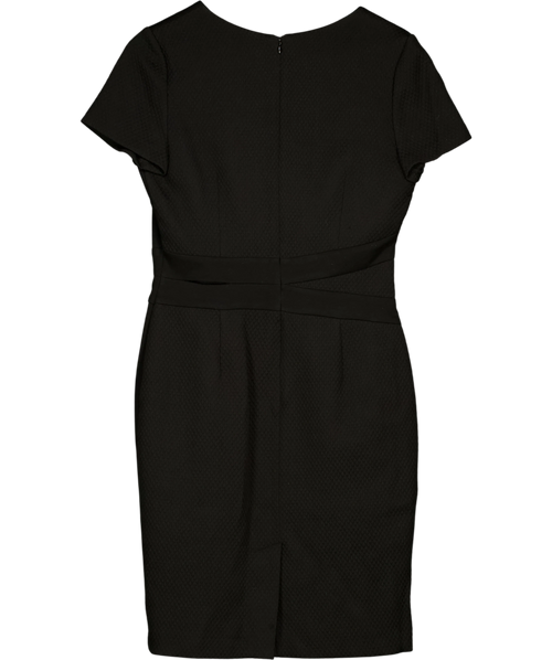 BEATRICE & GEORGE Black Quilted Detail Pencil Dress UK 12 — Back
