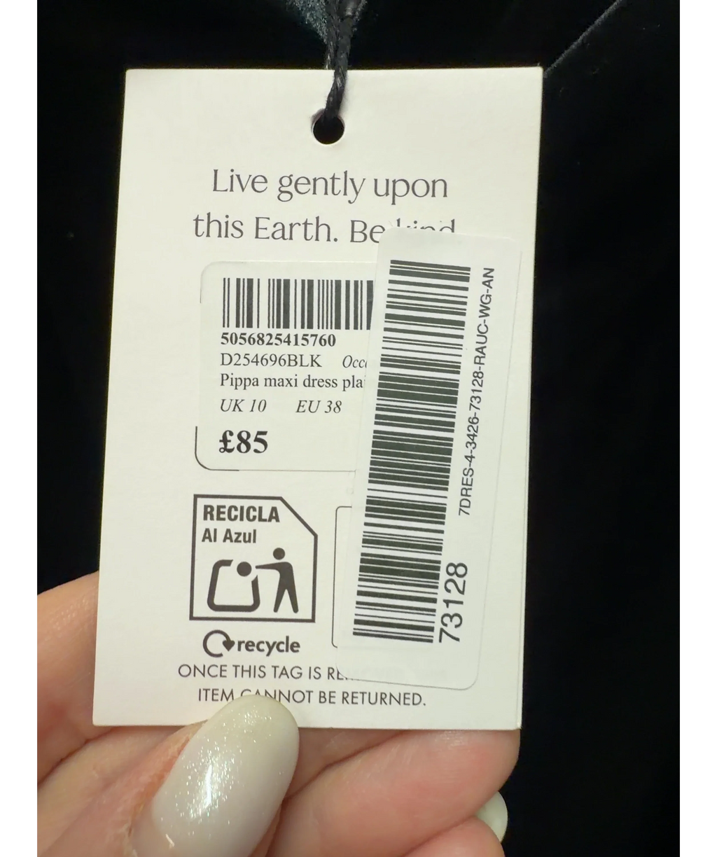 Nobody's Child Black Pippa Maxi Dress, size UK 10 — label