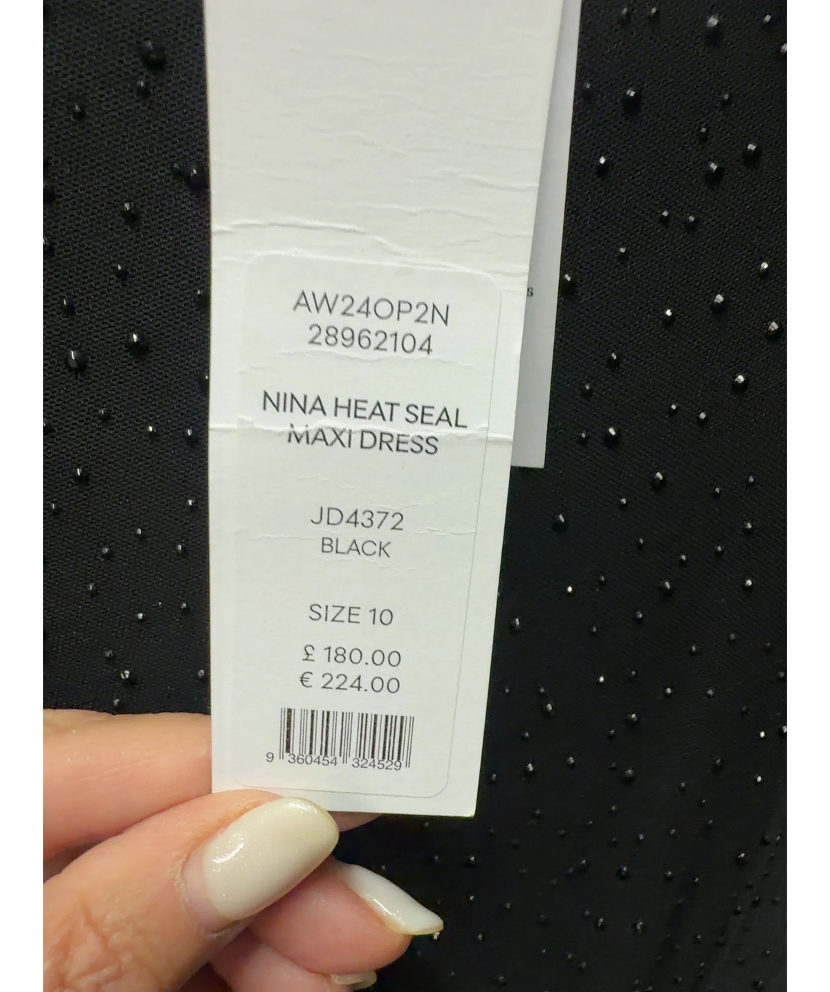 FOREVER NEW Black Nina Embellished Maxi Dress, size UK 10 — label
