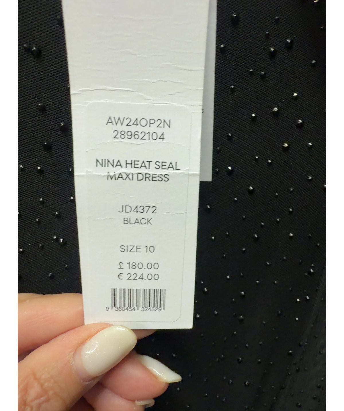 FOREVER NEW Black Nina Embellished Maxi Dress, size UK 10 — care label
