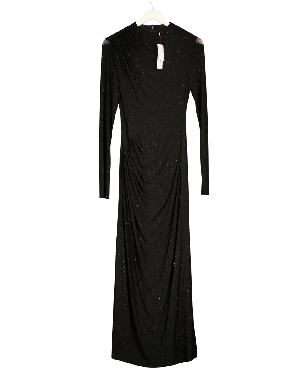 FOREVER NEW Black Nina Embellished Maxi Dress, size UK 10 — front