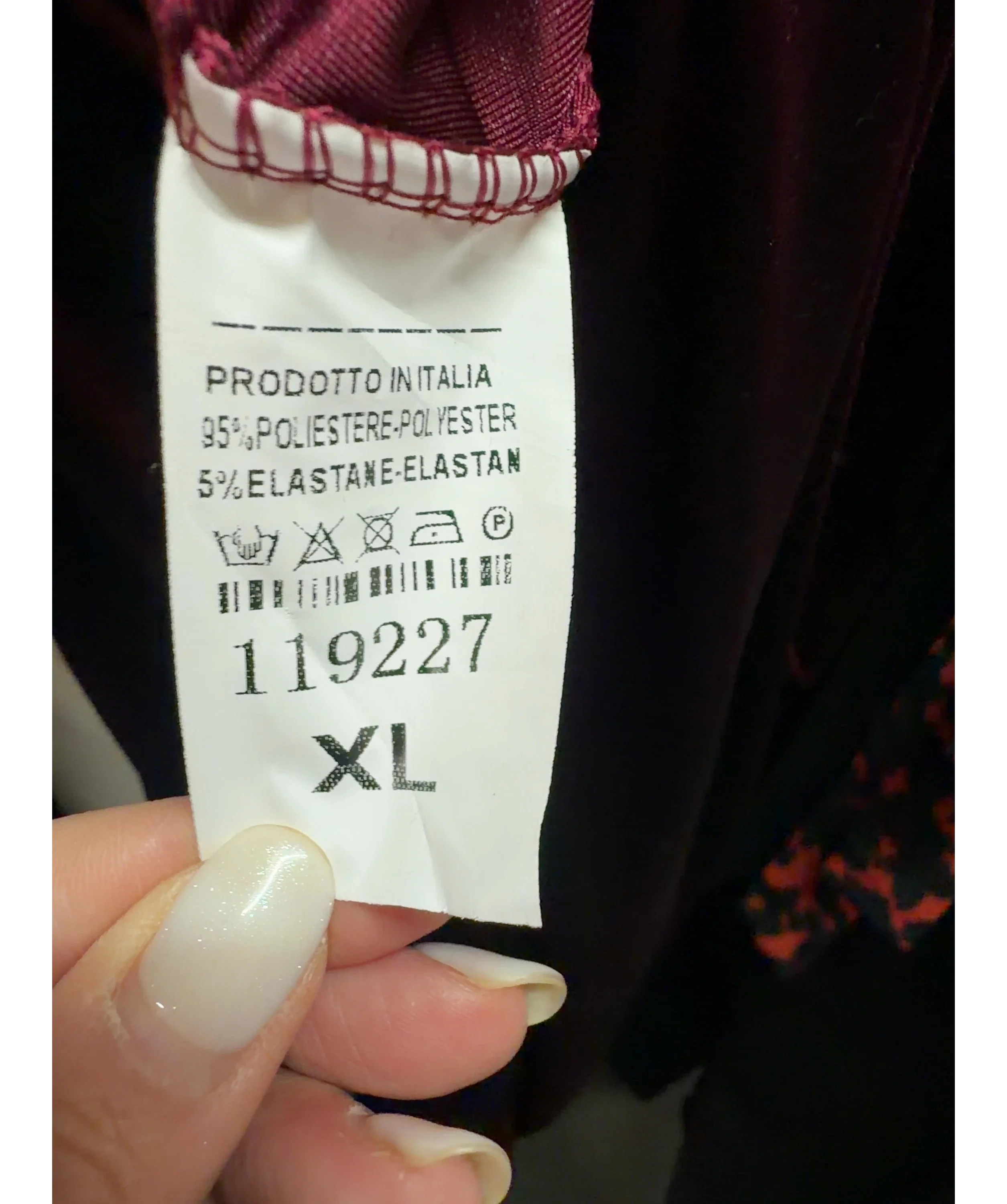 Pink Boutique burgundy Viviana Red Drape Knot Front Velvet Dress, size UK XL — care label