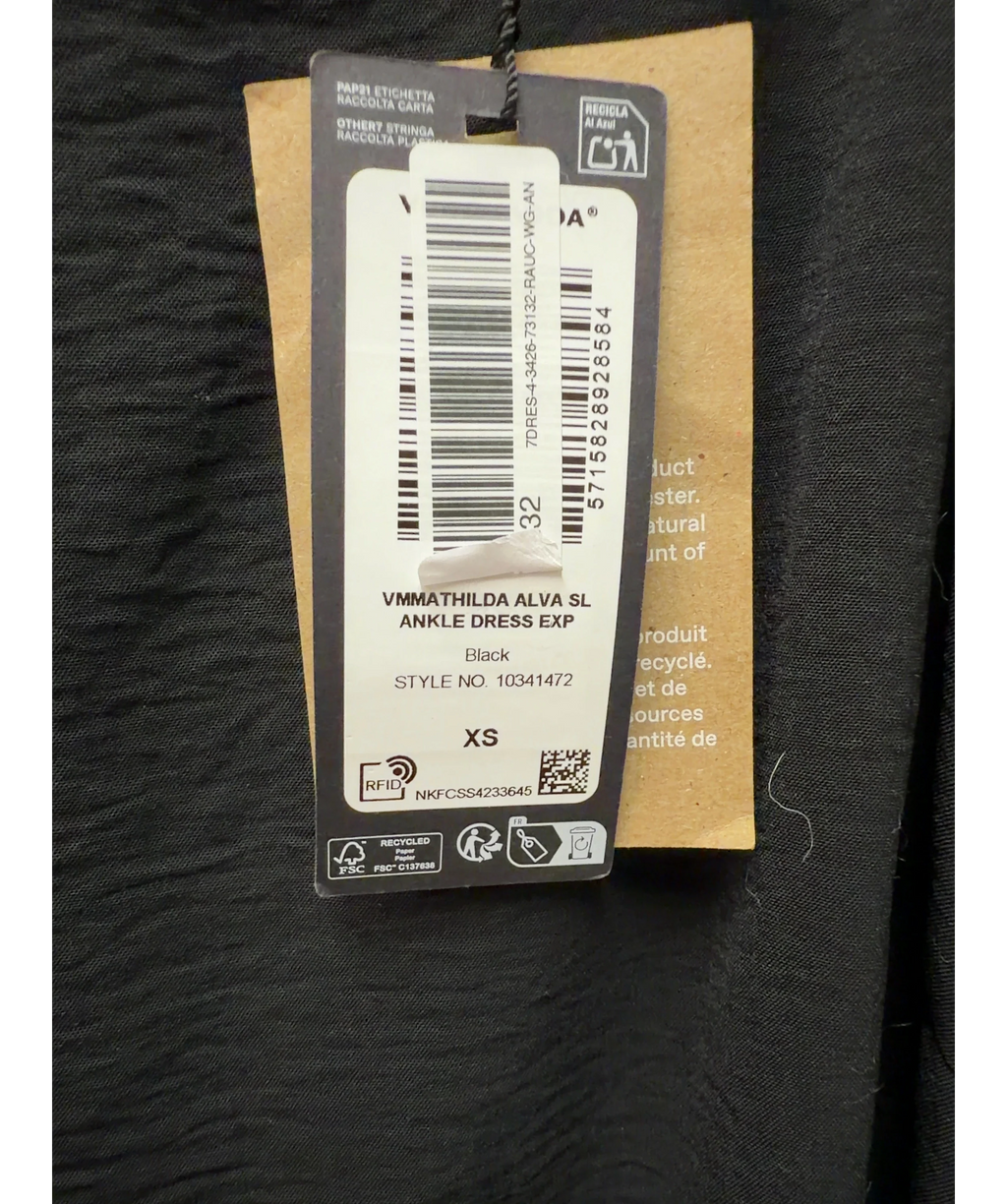 Vero Moda Black VMMATHILDA Long Dress, size UK XS — care label