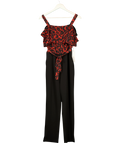 Roman Red Animal Print Cold Shoulder Jumpsuit, size UK 10 — front