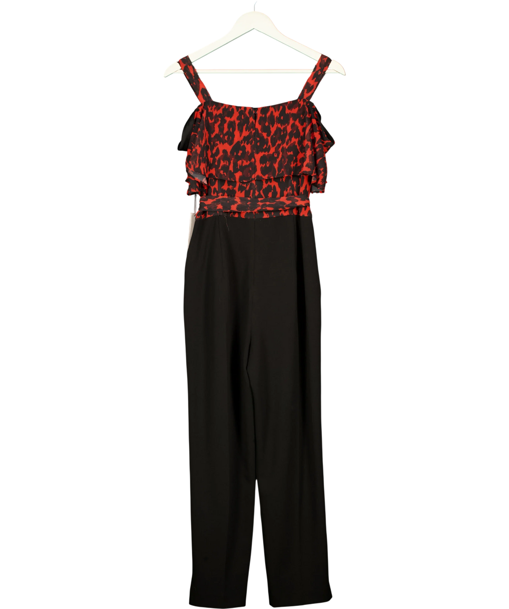 Roman Red Animal Print Cold Shoulder Jumpsuit, size UK 10 — back