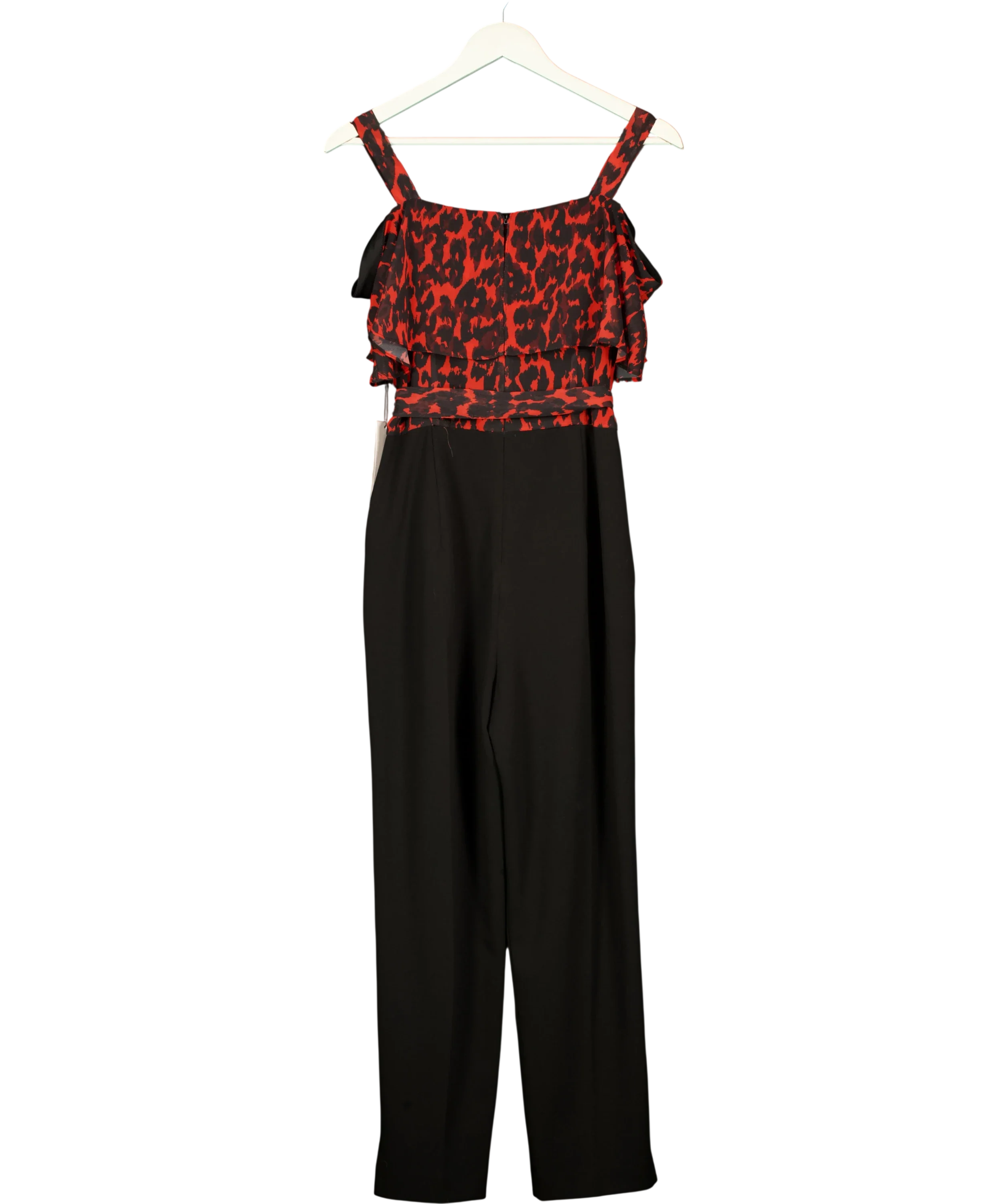 Roman Red Animal Print Cold Shoulder Jumpsuit, size UK 10 — back