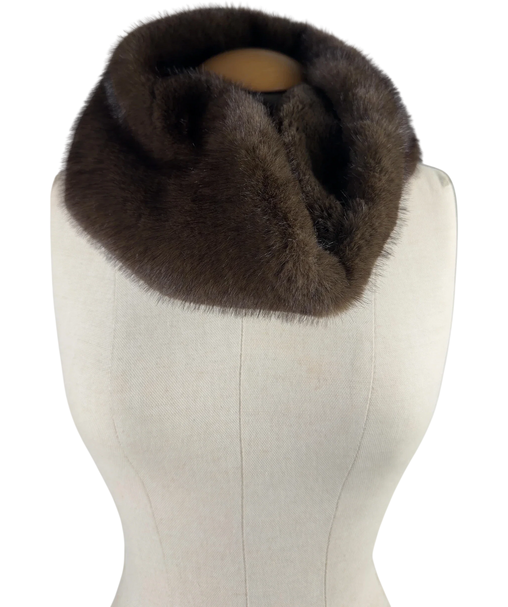 Unbranded Brown Brown Faux Fur Snood Scarf — front