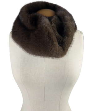 Brown Faux Fur Snood Scarf One Size