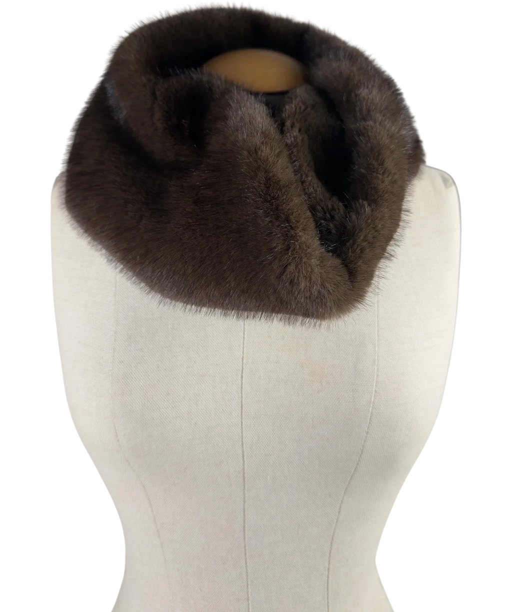 Unbranded Brown Brown Faux Fur Snood Scarf — front
