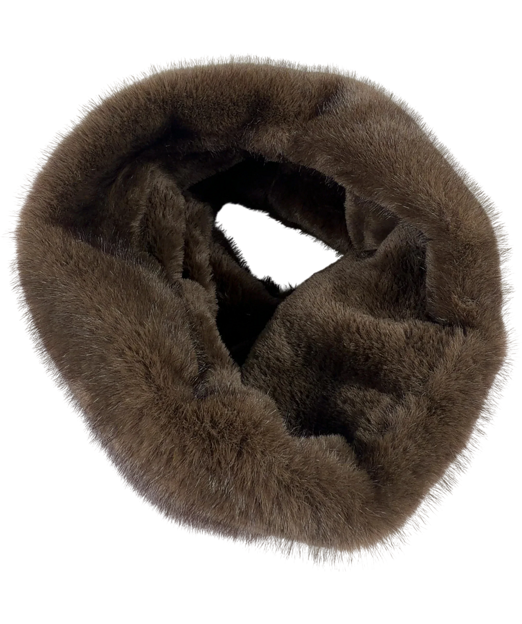 Unbranded Brown Brown Faux Fur Snood Scarf — back