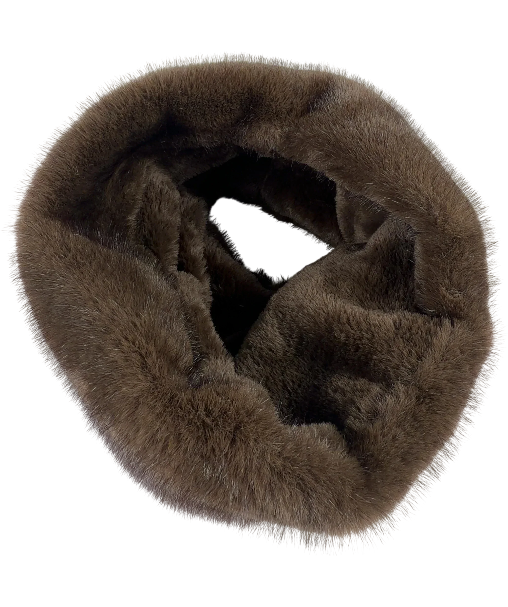 Unbranded Brown Brown Faux Fur Snood Scarf — back