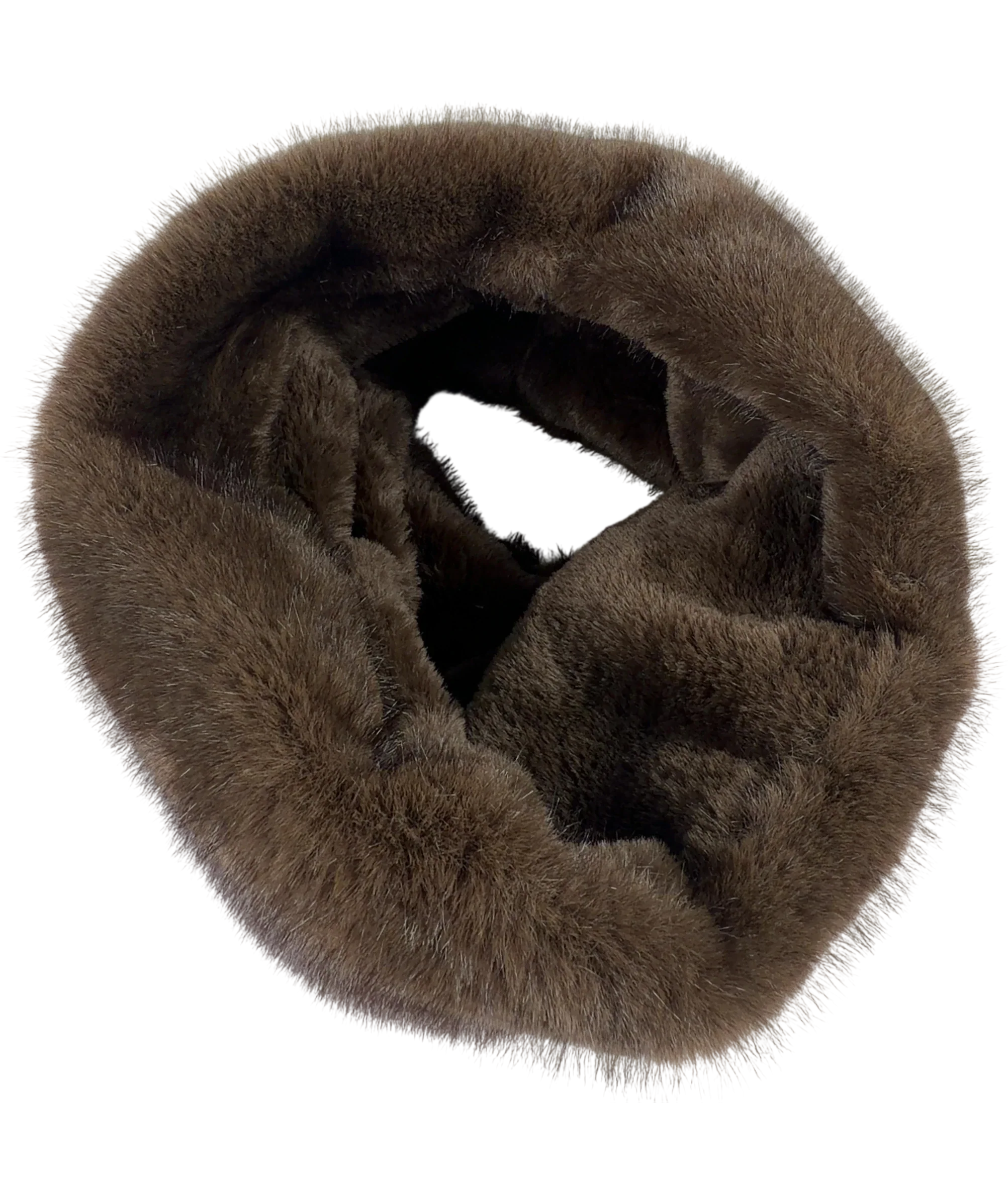 Unbranded Brown Brown Faux Fur Snood Scarf — back
