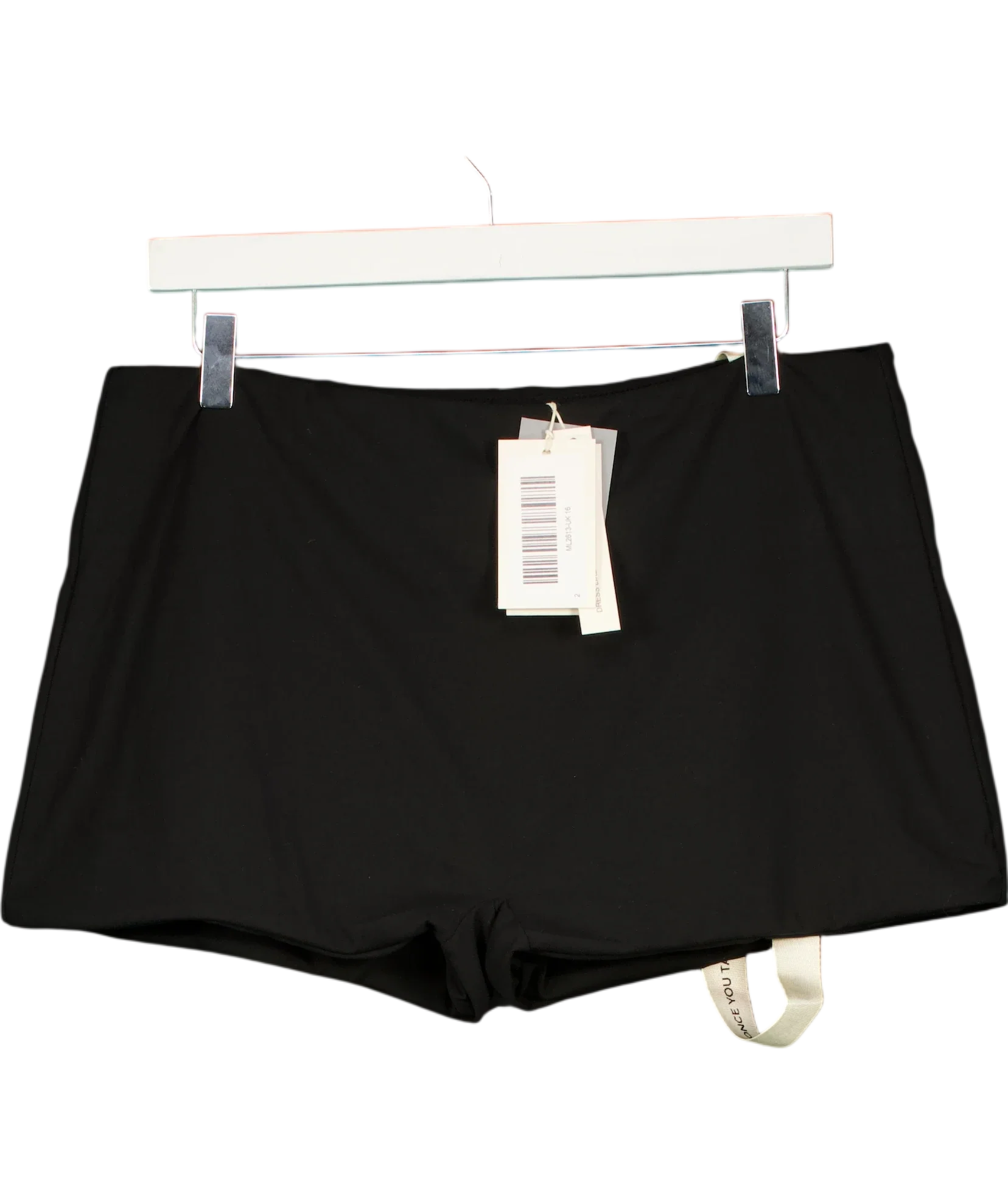Mars the Label Black Black DOUBLE LAYER  Swim Shorts, size UK 16 — front