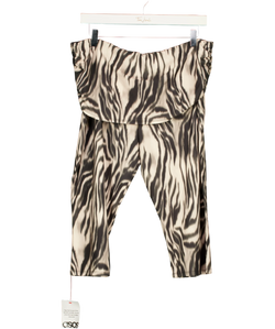 ASOS Black Foldover Skirt Zebra Print Capri Trousers, size UK L — front