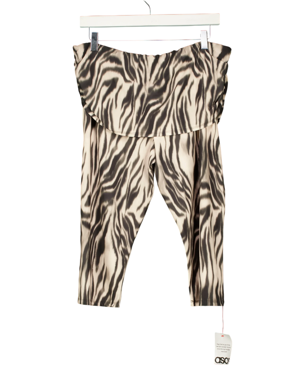 ASOS Black Foldover Skirt Zebra Print Capri Trousers, size UK L — back