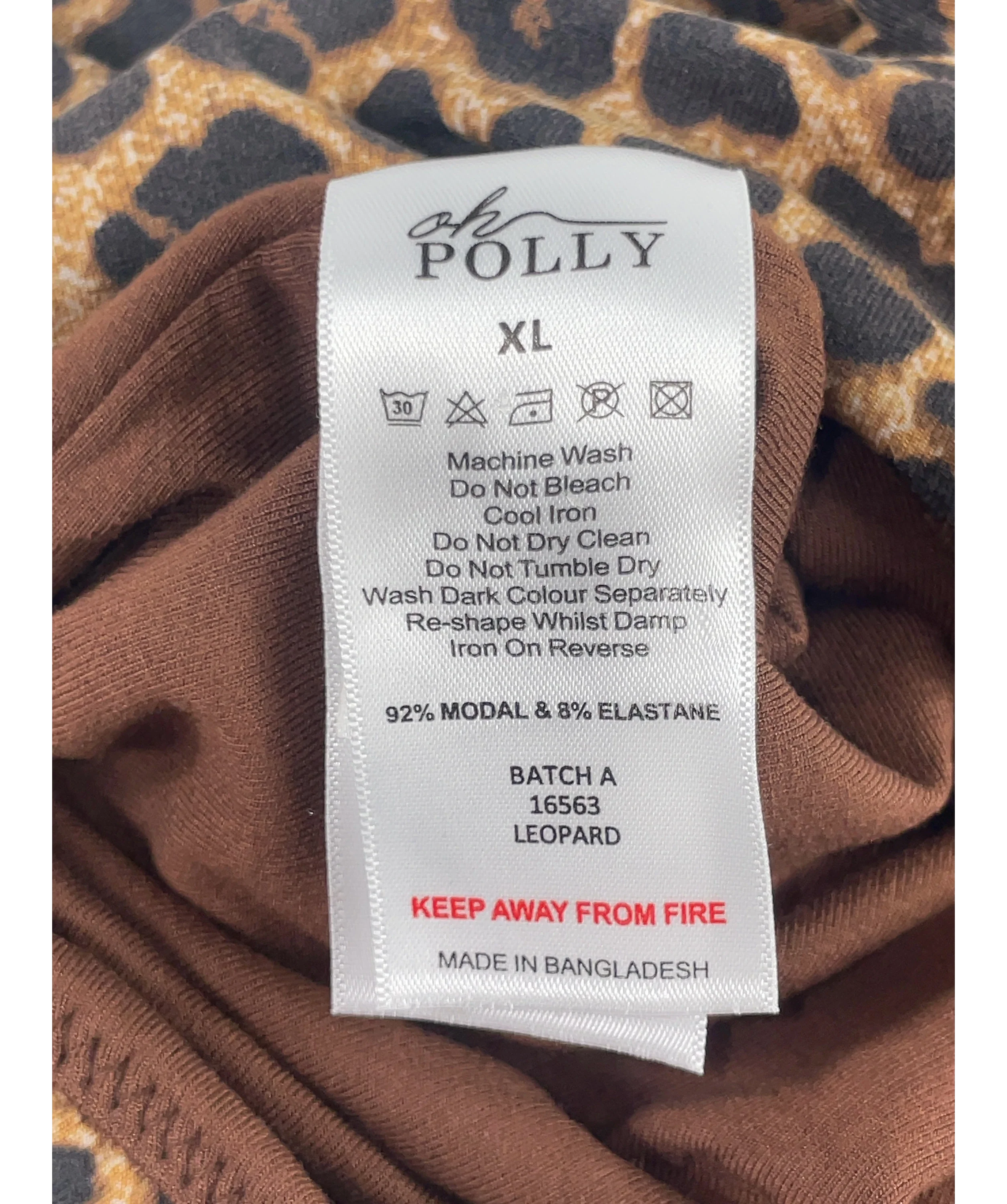 OH POLLY Orange Marlie Modal Capri Leggings Leopard, size UK XL — label