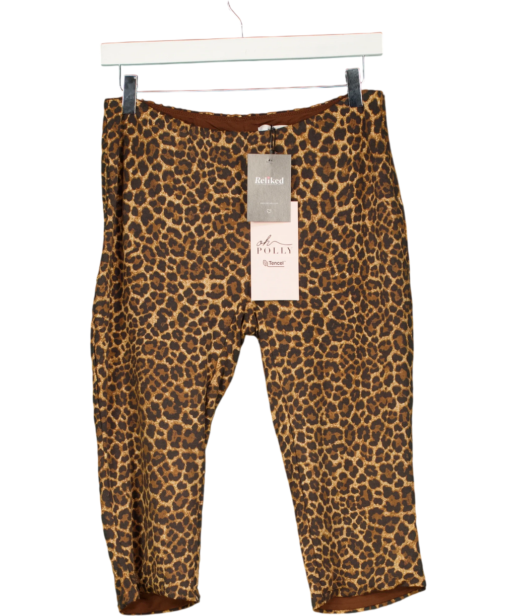 OH POLLY Orange Marlie Modal Capri Leggings Leopard, size UK XL — front