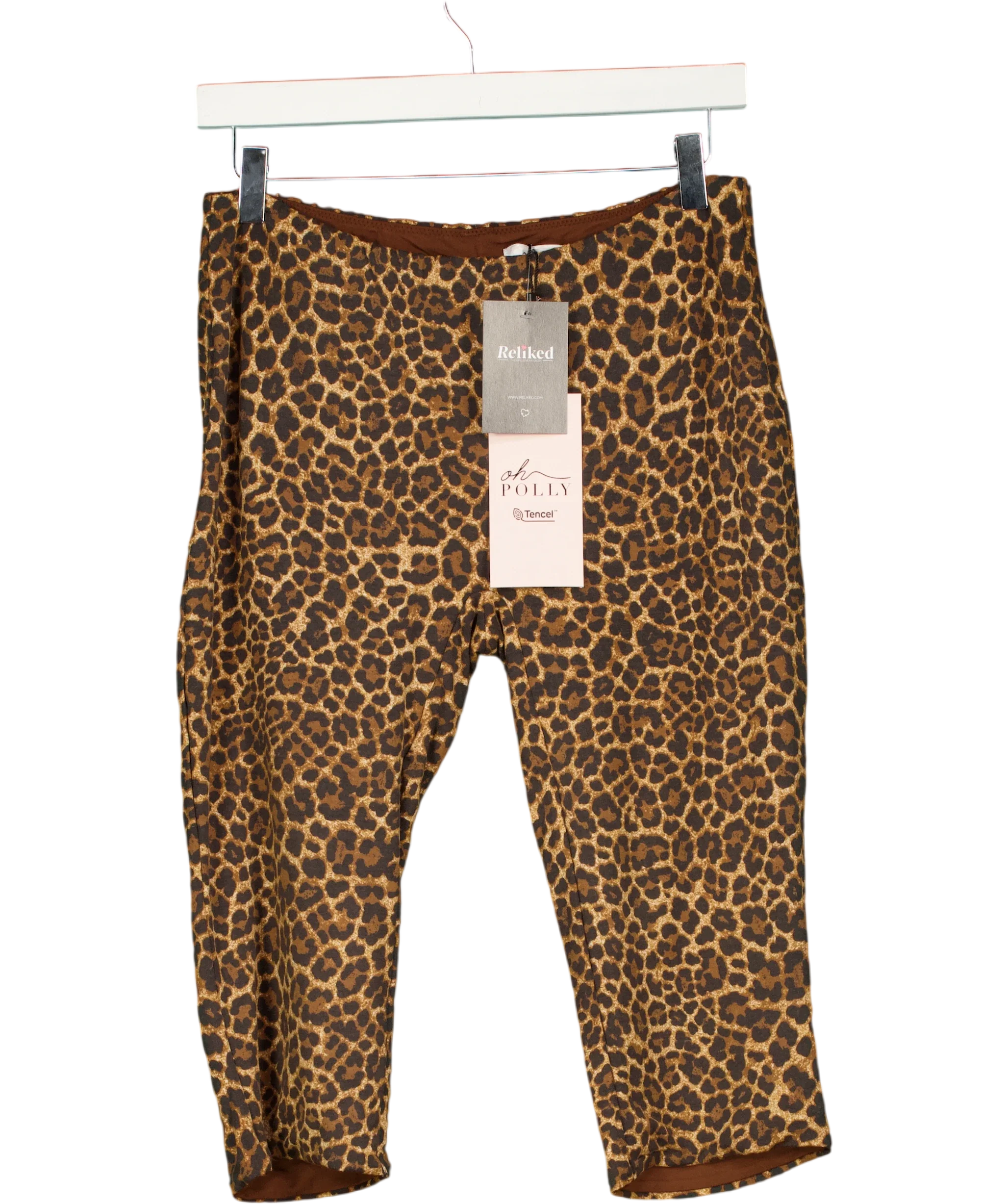 OH POLLY Orange Marlie Modal Capri Leggings Leopard, size UK XL — front