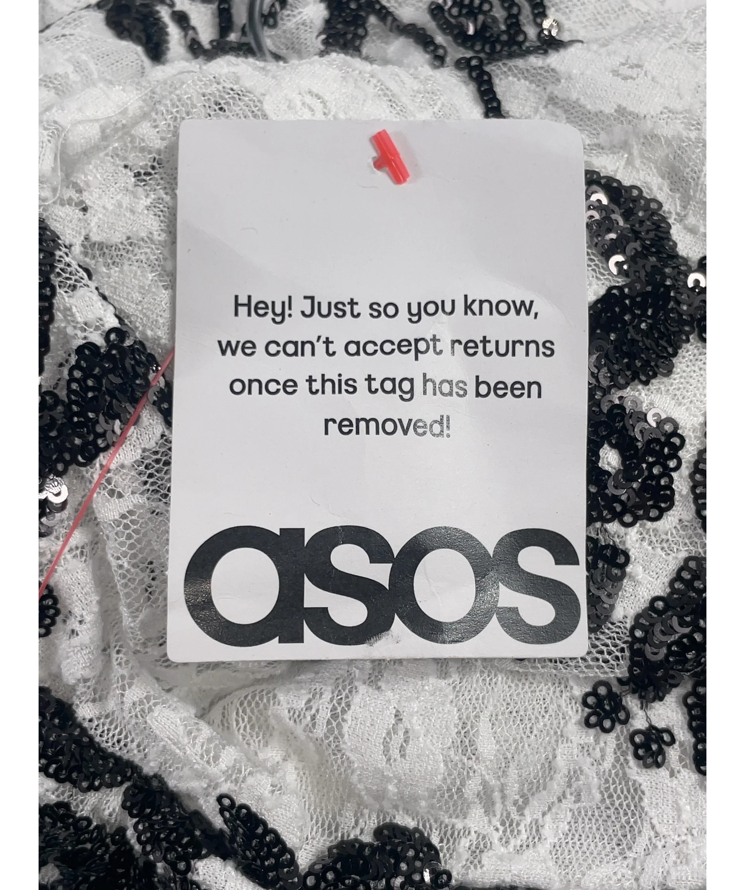 ASOS White DESIGN Sequin Lace Capri Trousers in Black and White Floral L, size UK L — detail
