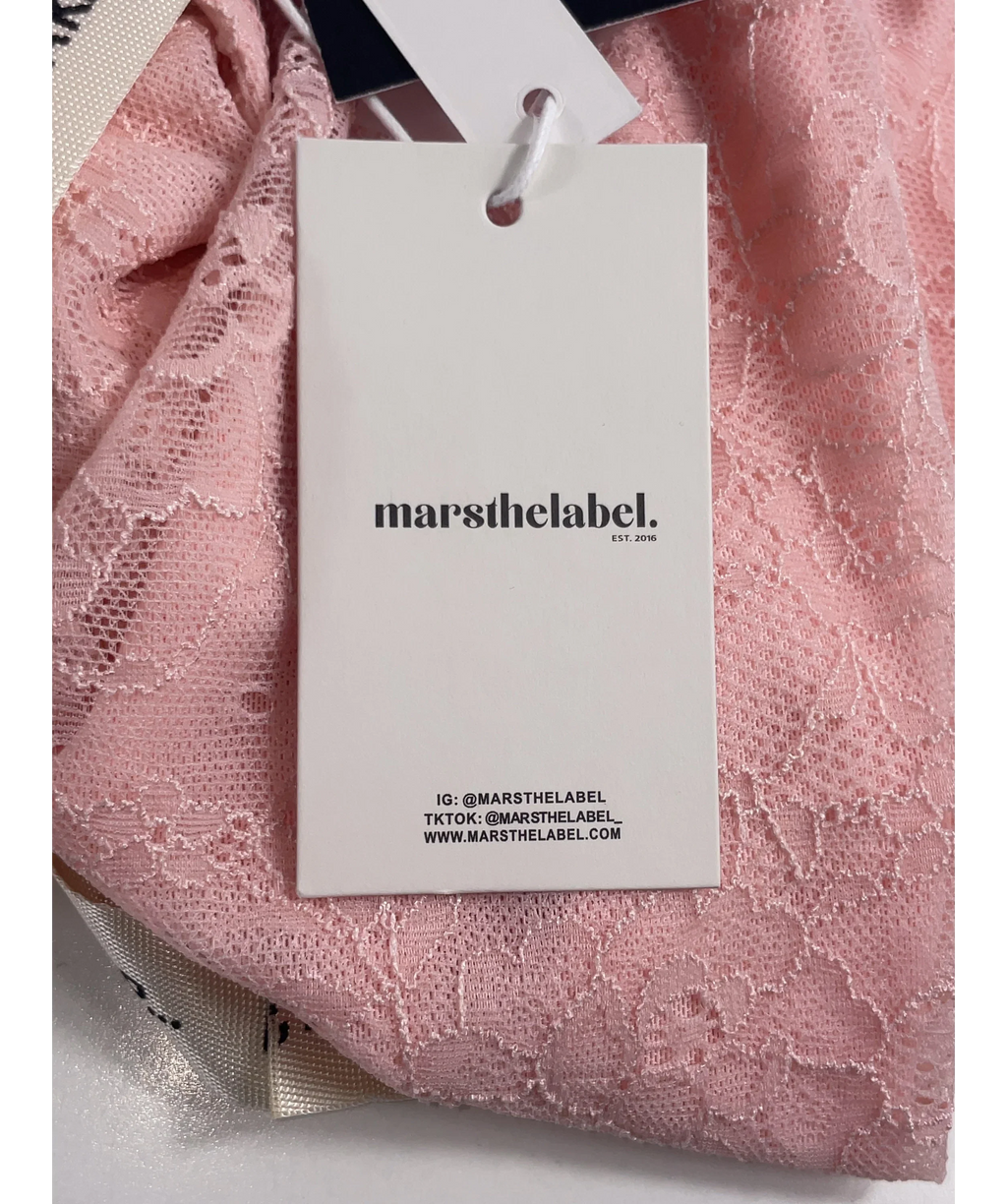 Mars the Label Pink l The Brielle Capri Bottoms in Baby Pink, size UK 16 — detail