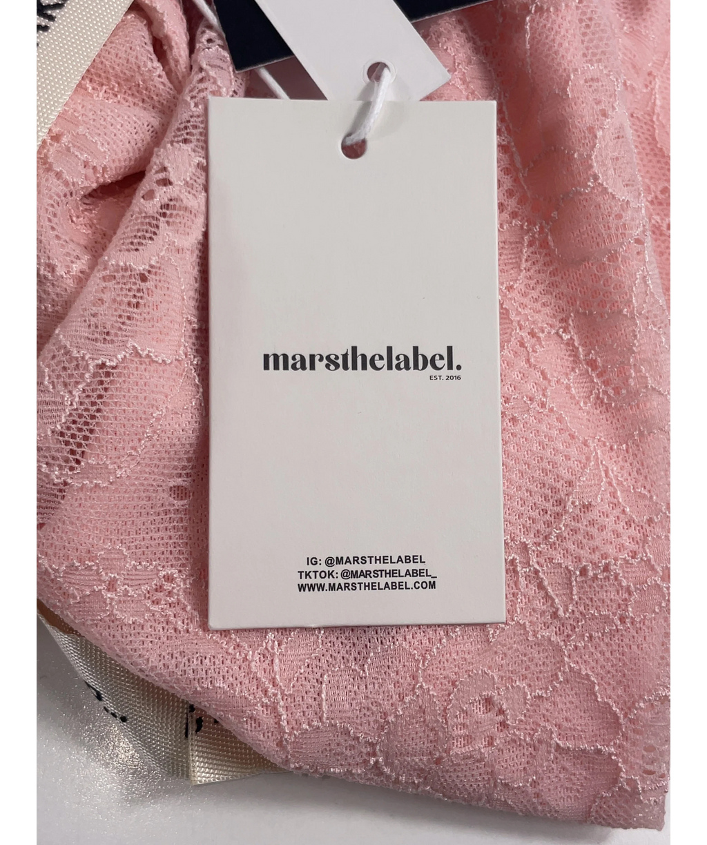 Mars the Label Pink l The Brielle Capri Bottoms in Baby Pink, size UK 16 — detail