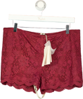 Mars the Label Red Harlow Lace Mini Shorts in Wine RED, size UK 16 — front