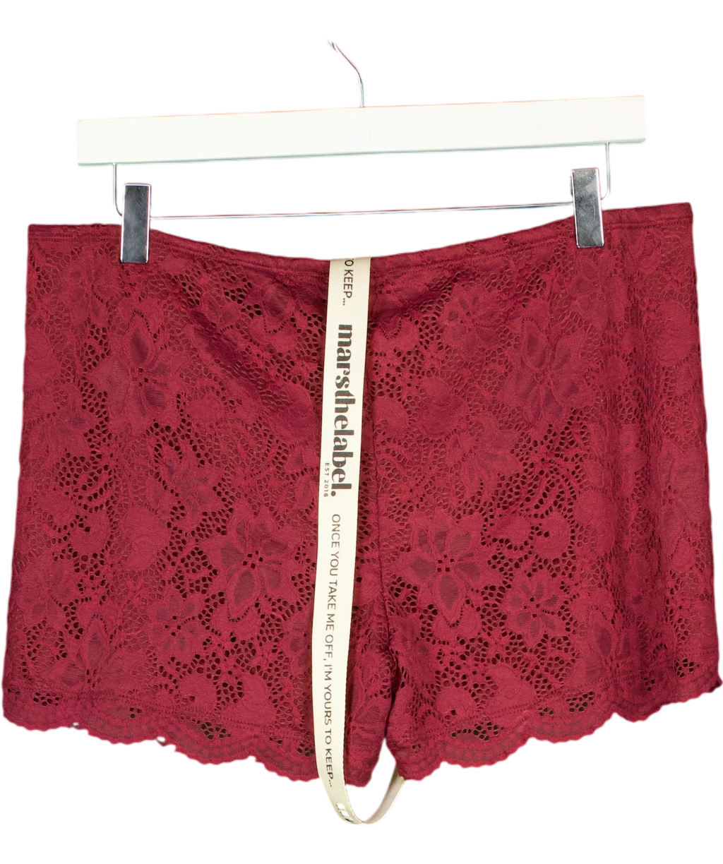 Mars the Label Red Harlow Lace Mini Shorts in Wine RED, size UK 16 — back