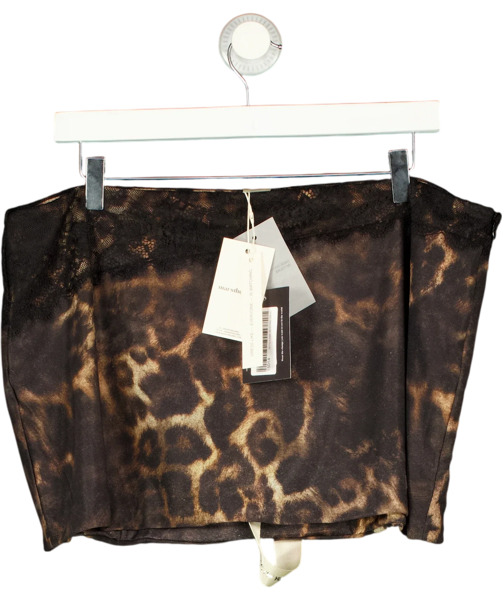 Mars the Label Black The Jayde Mini Skirt in Leopard Print, size UK 18 — front